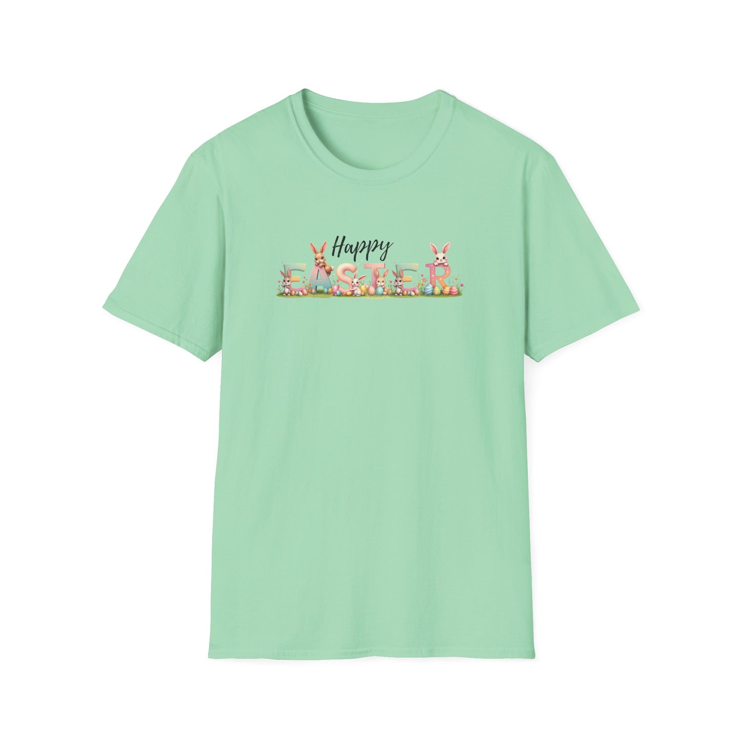 Happy Easter Bunny Shirt | Cute Easter Bunny Tee | Spring Holiday Shirt | Easter Gift for Women Mom Teacher | Pastel Easter Graphic Tee