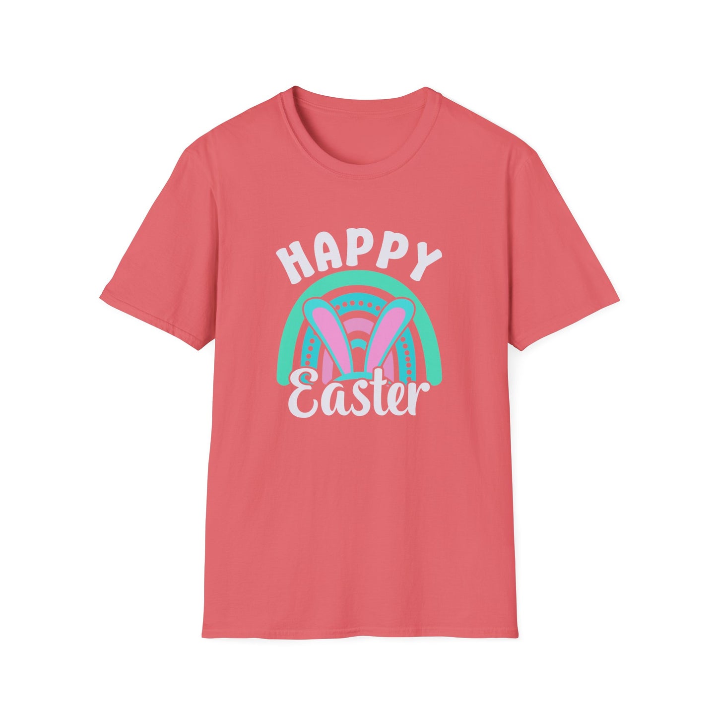 Happy Easter Bunny Shirt, Pastel Easter Rainbow Tee, Cute Spring Graphic T-Shirt, Bunny Ears Easter Outfit, Women’s Easter Shirt, Soft Pastel Holiday Tee
