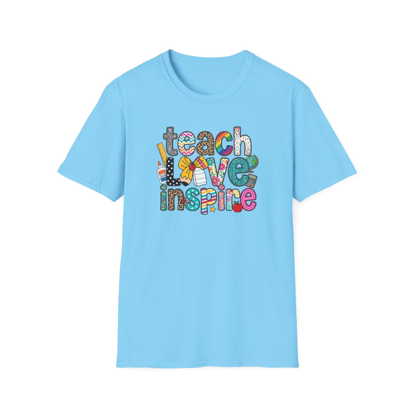 Teach Love Inspire Shirt – Cute Teacher T-Shirt – Colorful Classroom Graphic Tee – Teacher Appreciation Gift