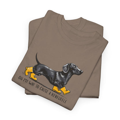 Funny Dachshund Shirt – “On My Way to Cause a Kerfuffle” Tee | Cute Wiener Dog Shirt