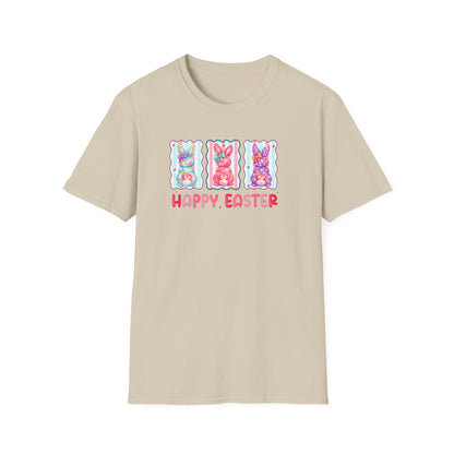Happy Easter Bunny Graphic Tee – Pastel Spring Shirt, Cute Easter Outfit, Trendy Bunny Lover T-Shirt