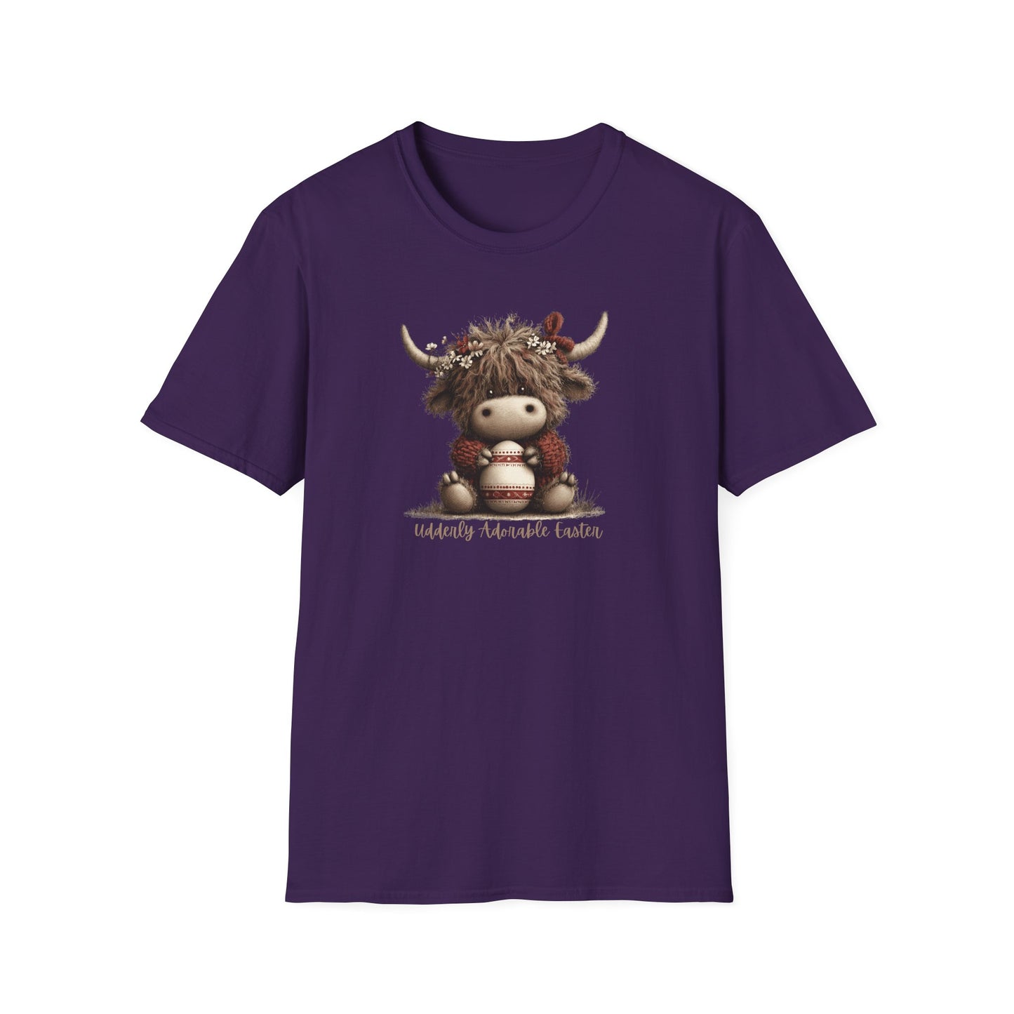 Udderly Adorable Easter Highland Cow Shirt, Cute Cow Easter T-Shirt, Spring Farm Animal Tee, Easter Gift for Women, Country Western Cow Lover