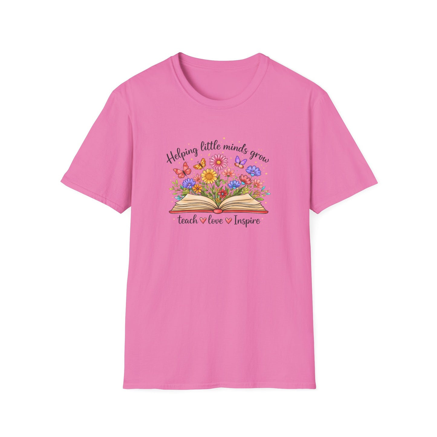 Helping Little Minds Grow Teacher Shirt | Teach Love Inspire Floral Book Tee