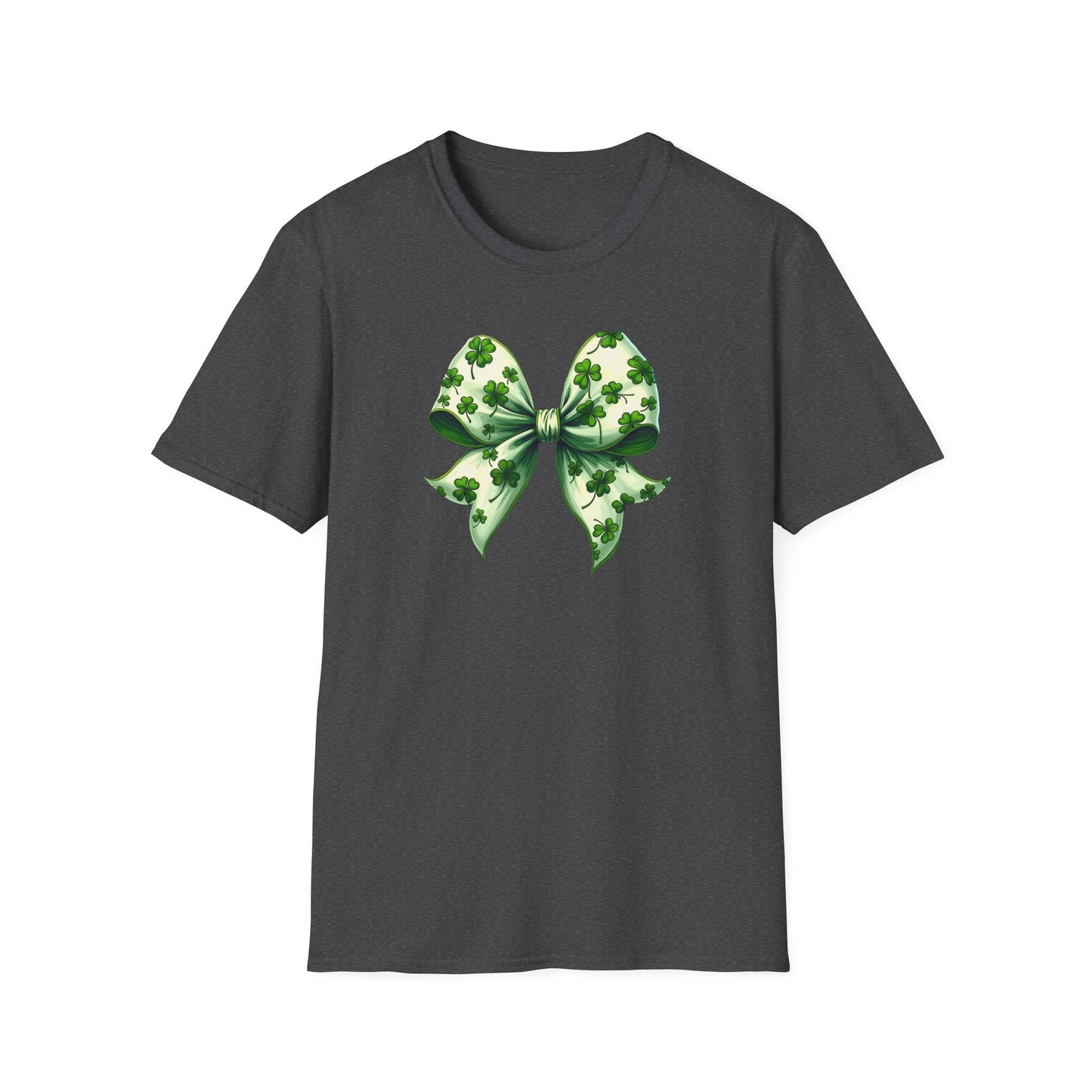 St. Patrick's Shamrock Bow T-Shirt — Green Clover Ribbon Tee