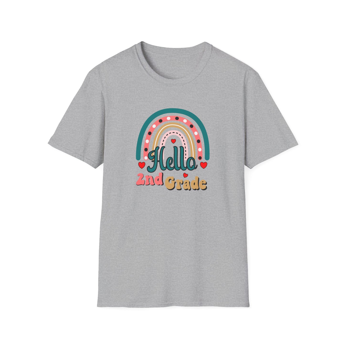 Hello 2nd Grade Rainbow T-Shirt – Back to School Teacher & Student Tee