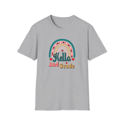 Hello 2nd Grade Rainbow T-Shirt – Back to School Teacher & Student Tee