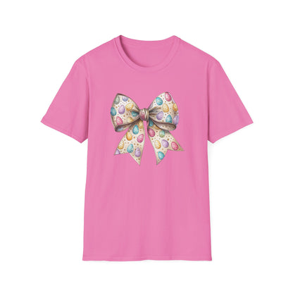 Pastel Easter Bow Shirt, Cute Spring Graphic Tee, Easter Egg Ribbon T-Shirt, Coquette Easter Outfit, Soft Aesthetic Bunny Season Tee, Women’s Spring Gift
