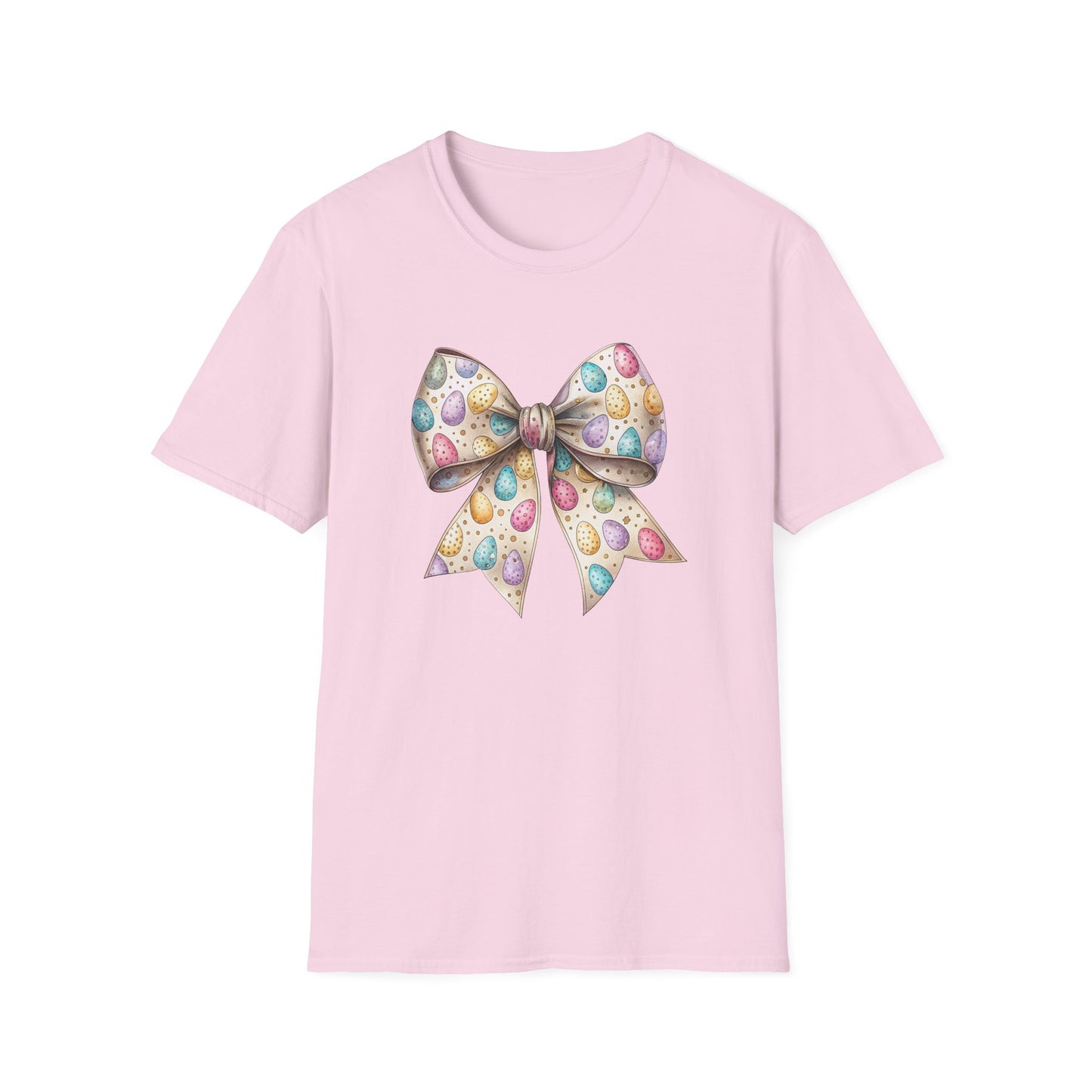 Pastel Easter Bow Shirt, Cute Spring Graphic Tee, Easter Egg Ribbon T-Shirt, Coquette Easter Outfit, Soft Aesthetic Bunny Season Tee, Women’s Spring Gift