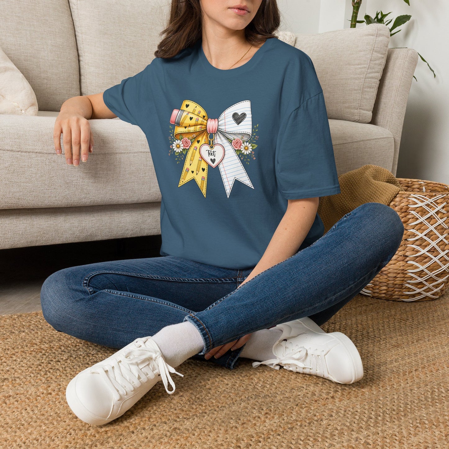 Personalized Teacher Bow Shirt | Custom Teacher Name Heart Tee
