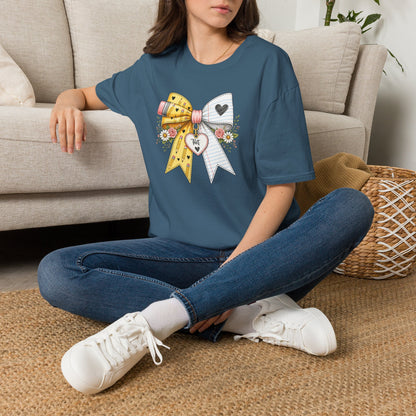 Personalized Teacher Bow Shirt | Custom Teacher Name Heart Tee