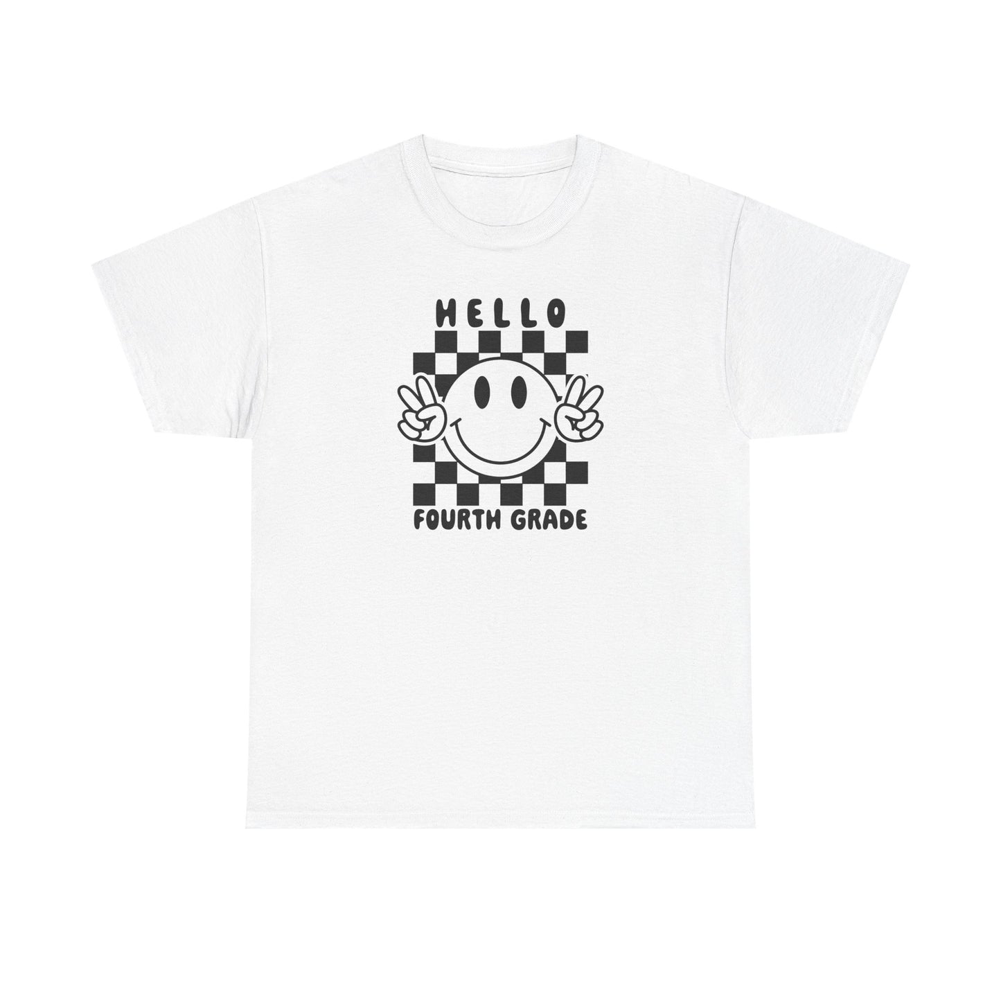 Fourth Grade Smiley T-Shirt - Cute Back-to-School Tee -  Teacher Team Tee - Peace 4th Grade Tshirt