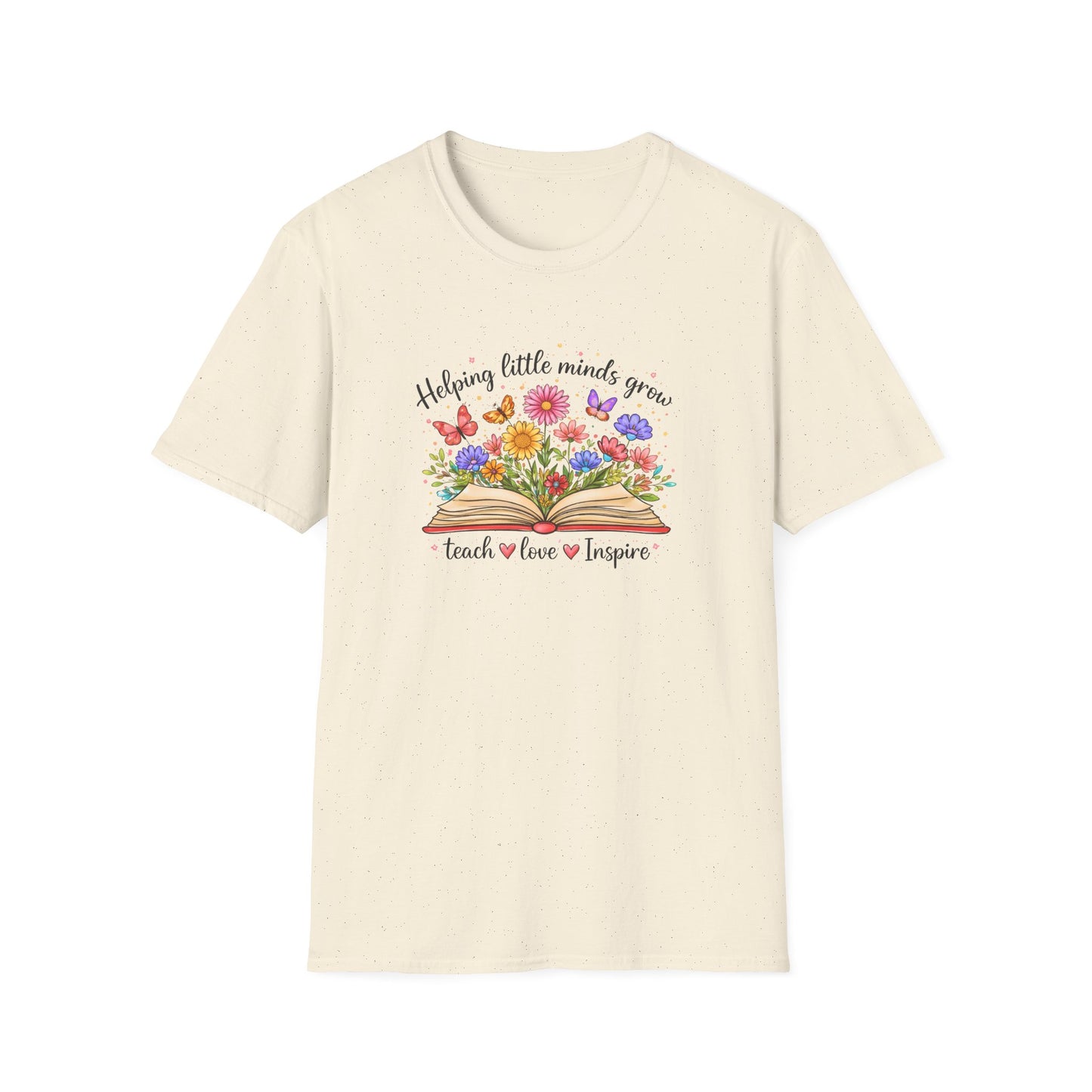 Helping Little Minds Grow Teacher Shirt | Teach Love Inspire Floral Book Tee