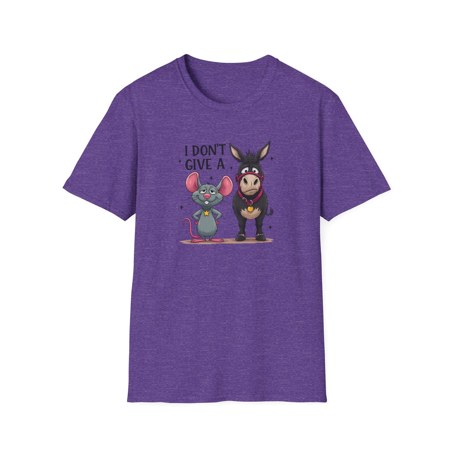 I Don't Give A... Funny Mouse & Donkey T-Shirt Cute Sarcastic Tee | Unisex Casual Humor Shirt