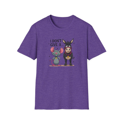 I Don't Give A... Funny Mouse & Donkey T-Shirt Cute Sarcastic Tee | Unisex Casual Humor Shirt