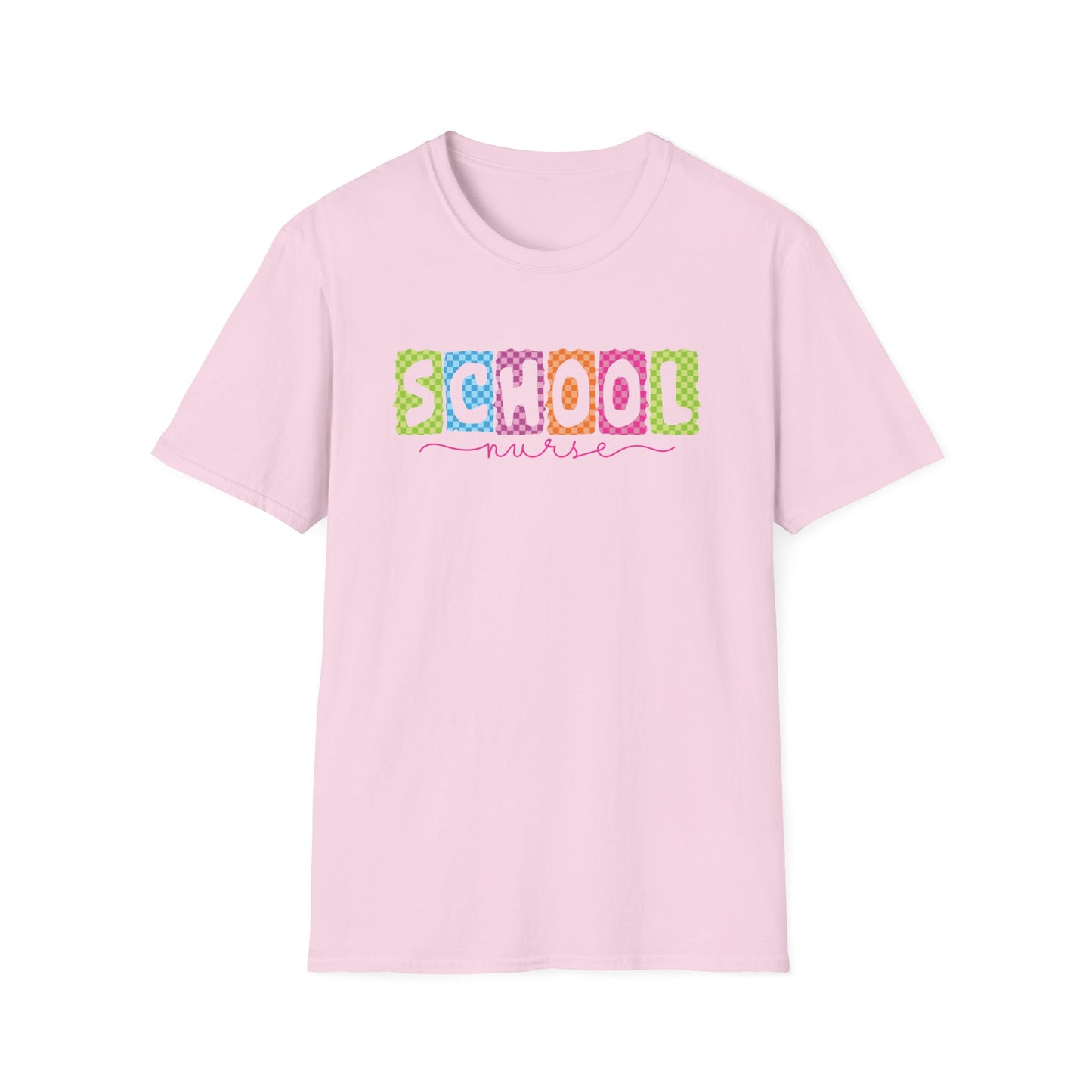 School Nurse T-Shirt — Colorful Block Letters Design