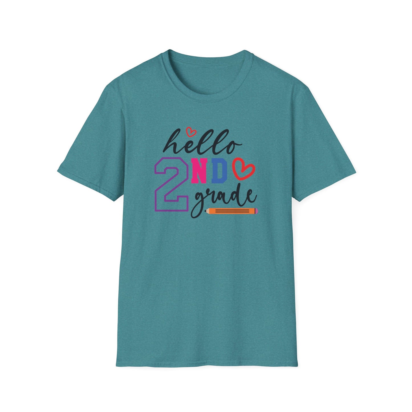 Hello Grade Teacher Shirts | Retro Back to School Graphic Tees | Preschool, Pre-K, Kindergarten, First, Second & Third Grade Teacher Shirt | Gildan 64000 Softstyle Tee