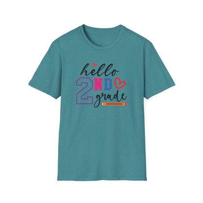 Hello Grade Teacher Shirts | Retro Back to School Graphic Tees | Preschool, Pre-K, Kindergarten, First, Second & Third Grade Teacher Shirt | Gildan 64000 Softstyle Tee