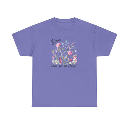 Floral 'Bloom Where You Are Planted' Tee — Watercolor Wildflower Women's T-Shirt