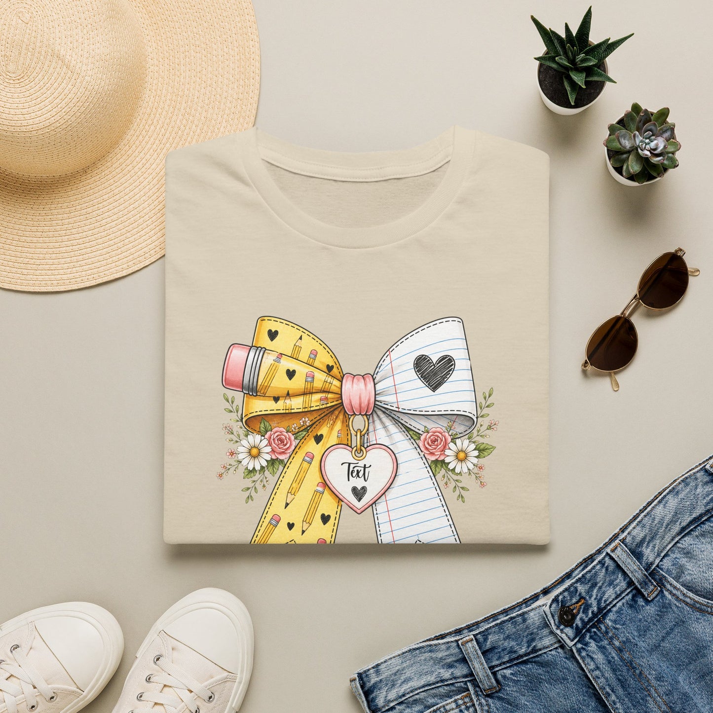 Personalized Teacher Bow Shirt | Custom Teacher Name Heart Tee