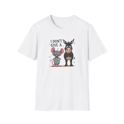 I Don't Give A... Funny Mouse & Donkey T-Shirt Cute Sarcastic Tee | Unisex Casual Humor Shirt