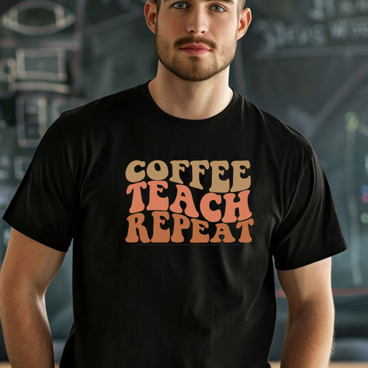 Coffee Teach Repeat Retro Shirt | Vintage Teacher T-Shirt