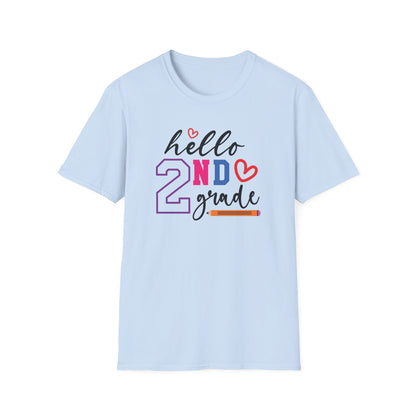 Hello Grade Teacher Shirts | Retro Back to School Graphic Tees | Preschool, Pre-K, Kindergarten, First, Second & Third Grade Teacher Shirt | Gildan 64000 Softstyle Tee