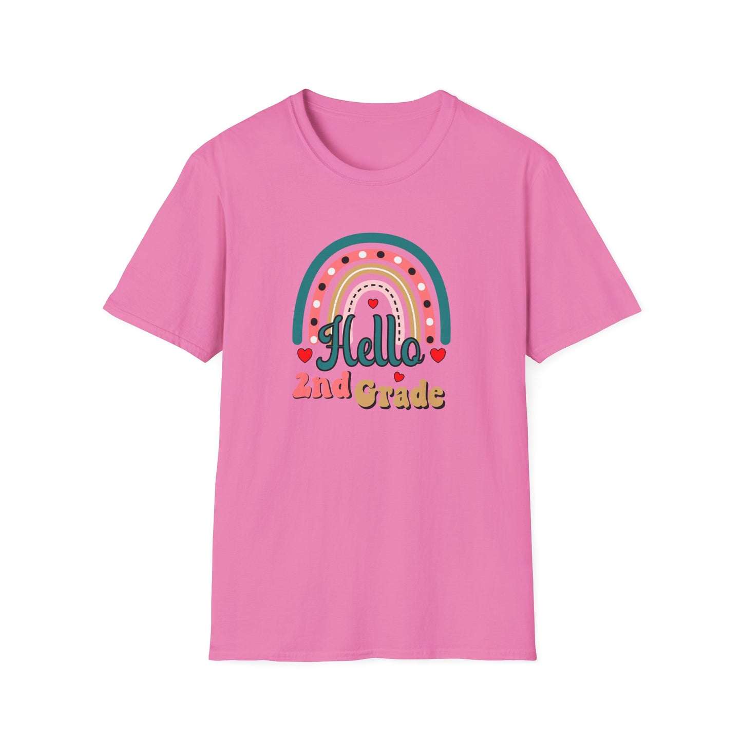 Hello 2nd Grade Rainbow T-Shirt – Back to School Teacher & Student Tee