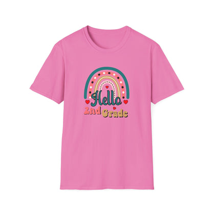Hello 2nd Grade Rainbow T-Shirt – Back to School Teacher & Student Tee