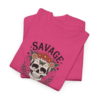 Savage Not Average Skull T-Shirt – Floral Skull Graphic Tee Vintage Style