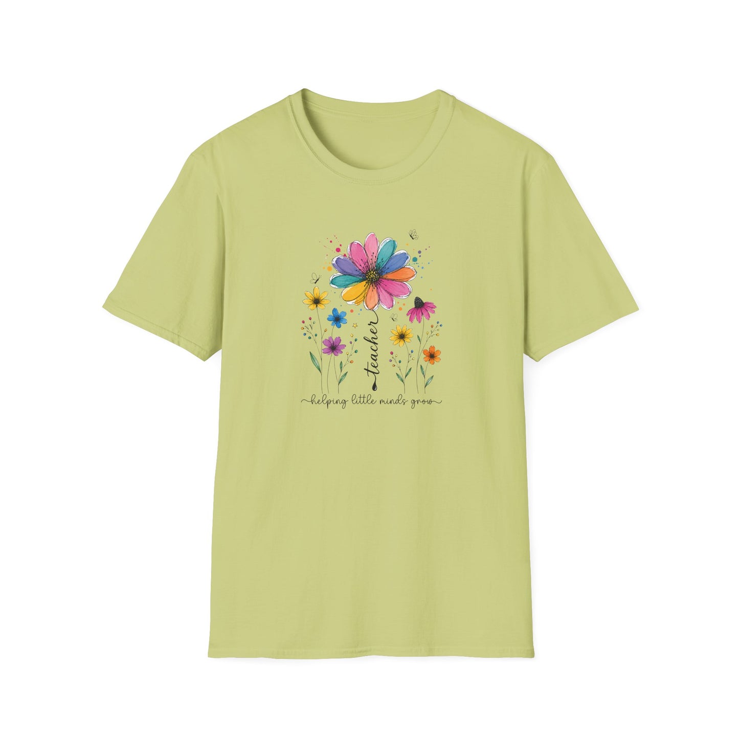 Helping Little Minds Grow Teacher Shirt | Floral Teacher Tee | Colorful Wildflower Teacher Shirt