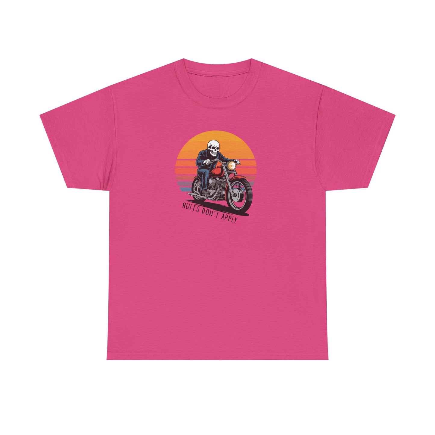 Skeleton Biker T-Shirt – “Rules Don’t Apply” Motorcycle Graphic Tee Vintage Style