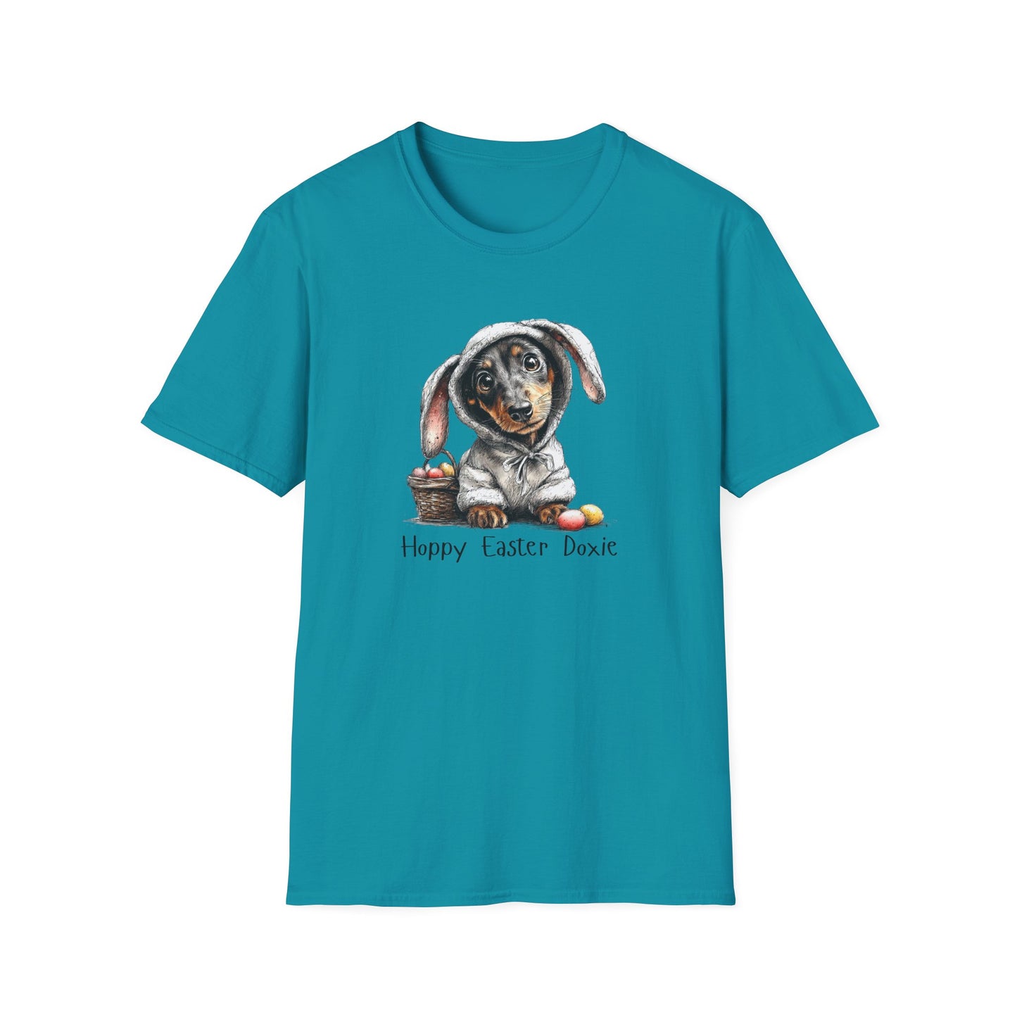 Easter Dachshund T-Shirt — "Hoppy Easter Doxie" Cute Dog Bunny Tee