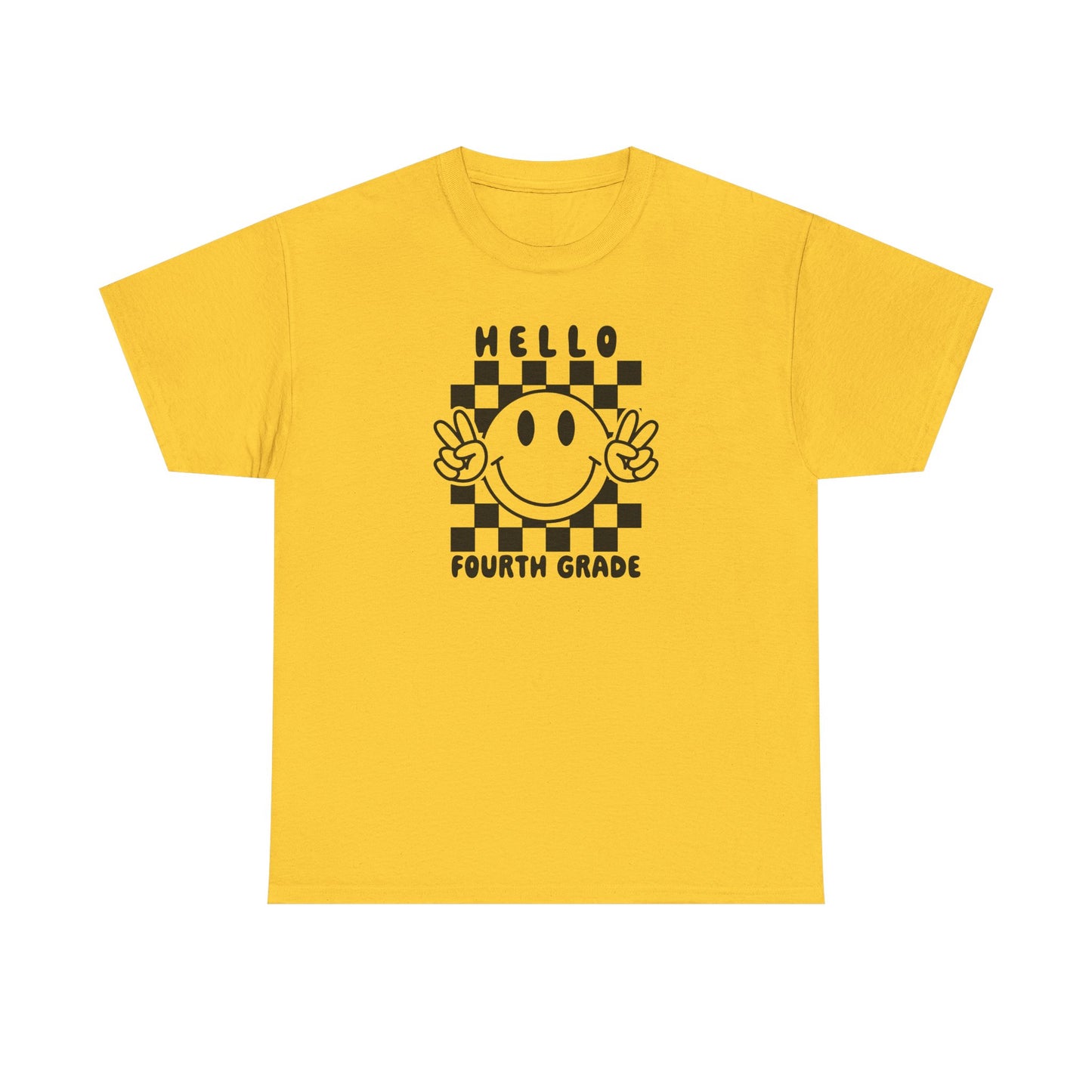 Fourth Grade Smiley T-Shirt - Cute Back-to-School Tee -  Teacher Team Tee - Peace 4th Grade Tshirt