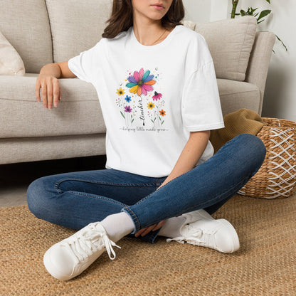 Helping Little Minds Grow Teacher Shirt | Floral Teacher Tee | Colorful Wildflower Teacher Shirt