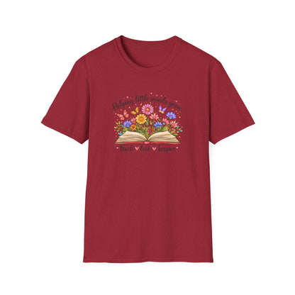 Helping Little Minds Grow Teacher Shirt | Teach Love Inspire Floral Book Tee