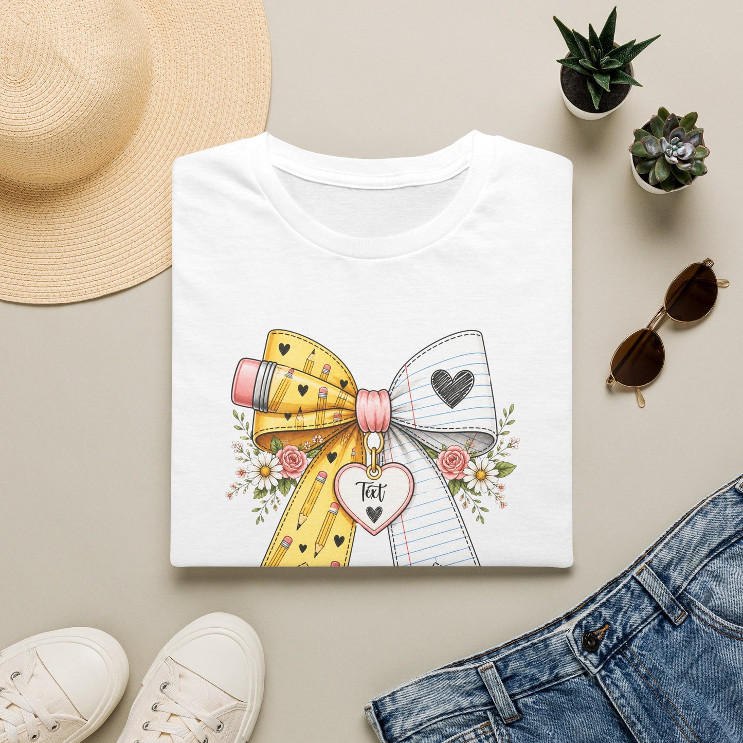 Personalized Teacher Bow Shirt | Custom Teacher Name Heart Tee