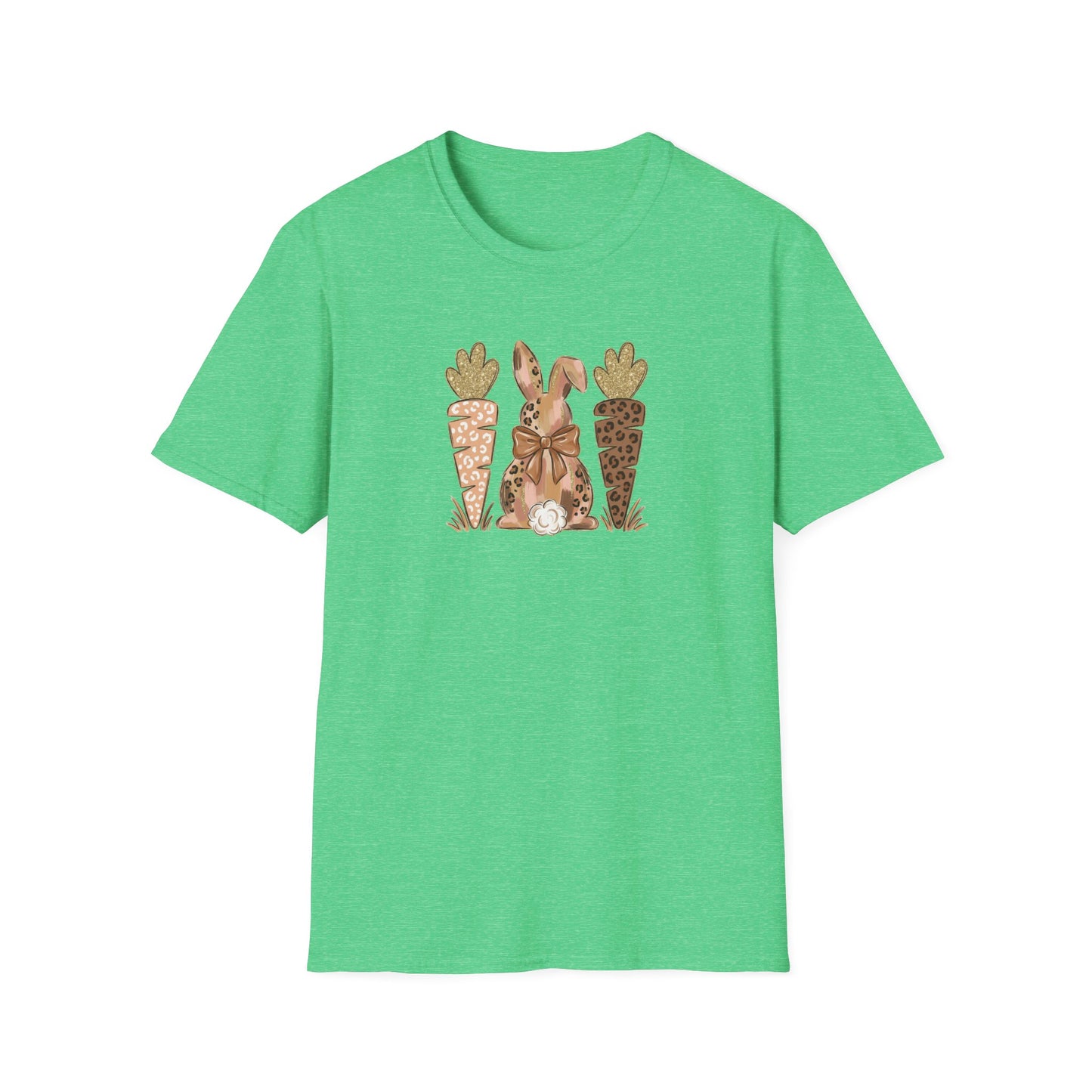 Leopard Bunny & Carrot Easter Tee – Cute Spring Graphic T-Shirt, Trendy Pastel Bunny Shirt, Easter Outfit Women