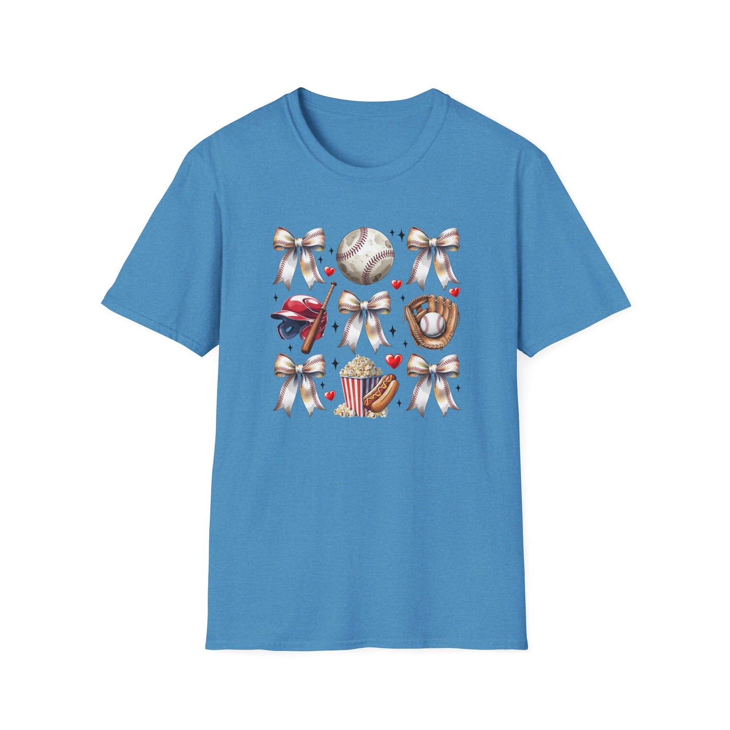 Baseball Mom Cute Gear T-Shirt — Helmet, Glove & Popcorn Sports Design