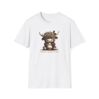 Udderly Adorable Easter Highland Cow Shirt, Cute Cow Easter T-Shirt, Spring Farm Animal Tee, Easter Gift for Women, Country Western Cow Lover
