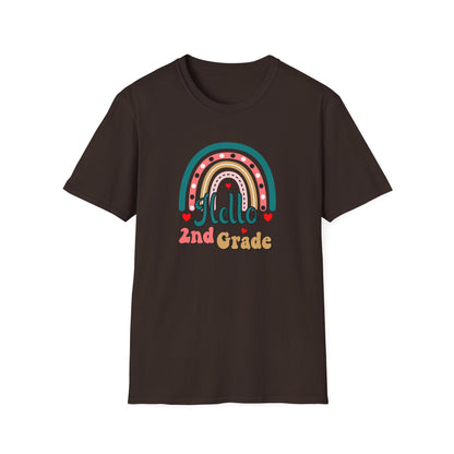 Hello 2nd Grade Rainbow T-Shirt – Back to School Teacher & Student Tee