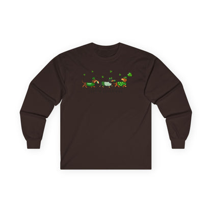 Long Sleeve Tee — 'Just a Lanky Dog' Dachshund St. Patrick's Day Graphic