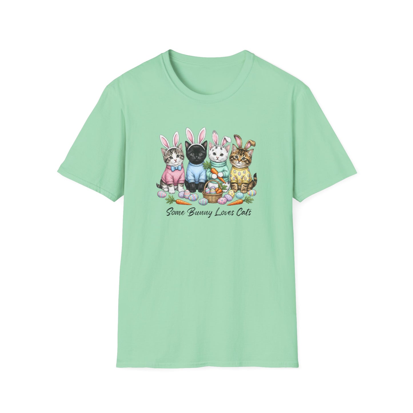 Cute Easter Cat Bunny Shirt – “Some Bunny Loves Cats” Pastel Graphic Tee, Funny Cat Lover Easter Shirt, Bunny Ear Cats Spring T-Shirt Gift for Women