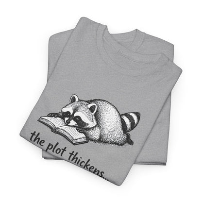 Raccoon "The Plot Thickens" Graphic Tee - Funny Book Lover Tee