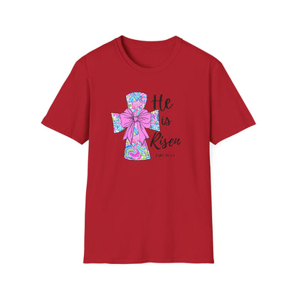 Floral Cross Easter Shirt, He Is Risen T-Shirt, Christian Easter Tee, Faith Shirt, Religious Spring Shirt, Cute Bow Cross Shirt