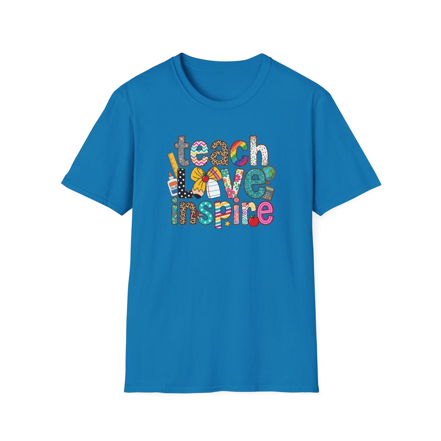 Teach Love Inspire Shirt – Cute Teacher T-Shirt – Colorful Classroom Graphic Tee – Teacher Appreciation Gift