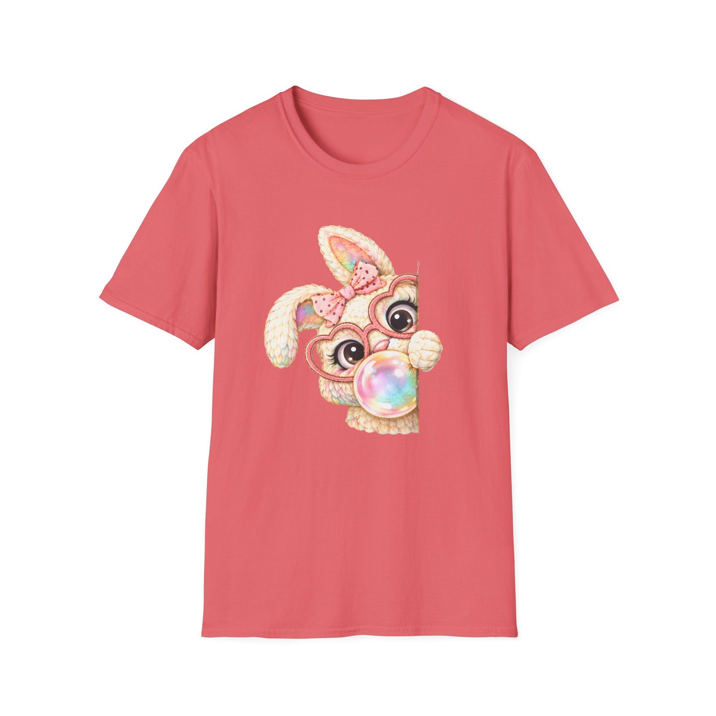 Cute Bubblegum Bunny Shirt, Peekaboo Easter Bunny Tee, Pastel Kawaii Rabbit Graphic T-Shirt, Coquette Spring Outfit, Funny Easter Shirt for Women