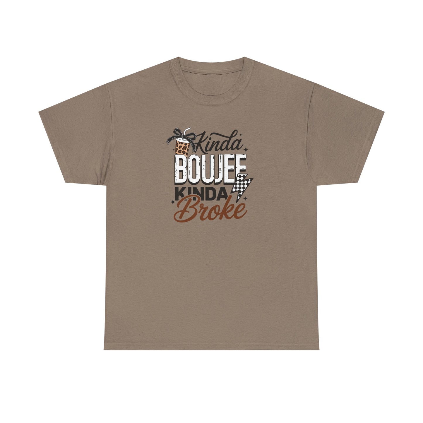 Boujee Broke Shirt – Funny Coffee Lover Graphic Tee, Trendy Leopard Print Boujee Tee