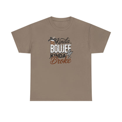 Boujee Broke Shirt – Funny Coffee Lover Graphic Tee, Trendy Leopard Print Boujee Tee