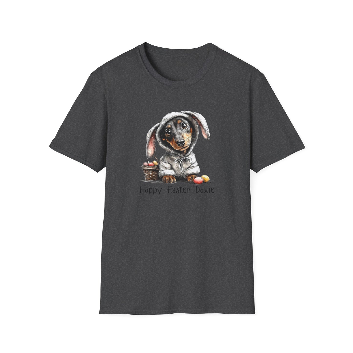Easter Dachshund T-Shirt — "Hoppy Easter Doxie" Cute Dog Bunny Tee