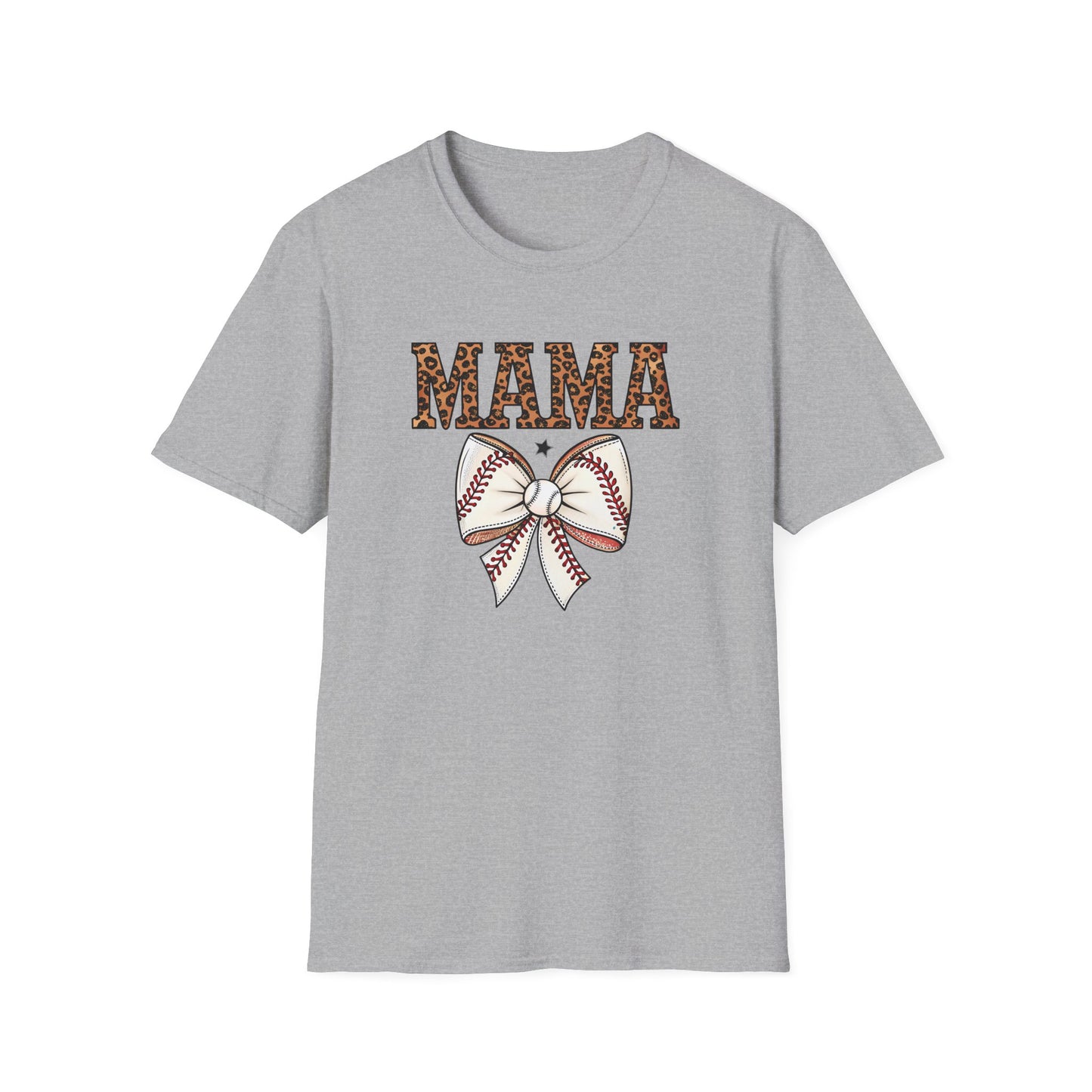 Leopard Baseball Mama Bow Shirt – Cute Coquette Style Sports Mom Tee | Trendy Game Day Baseball Mom Graphic T-Shirt